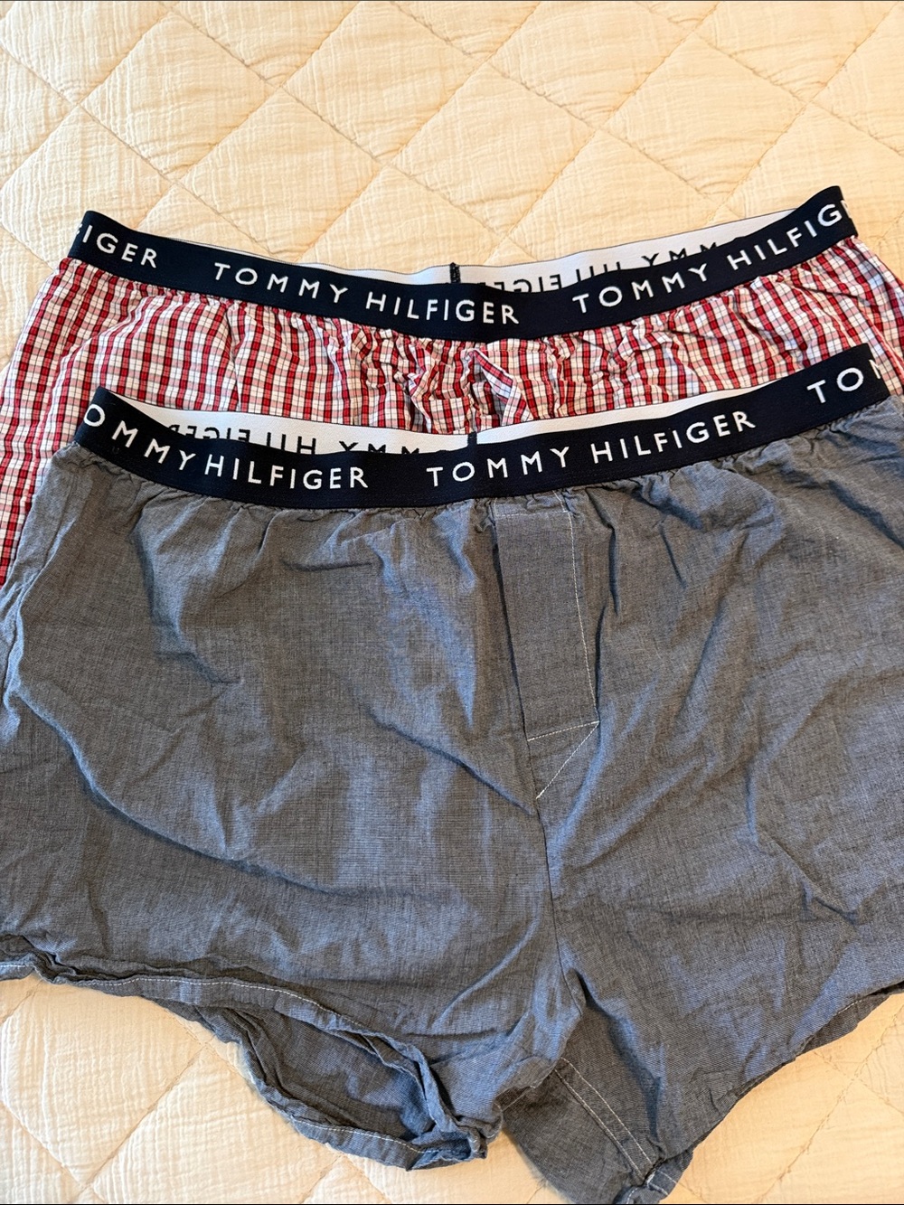 Tommy Hilfiger Men’s Boxer 2-Pack – Red Plaid & Blue Chambray NWT